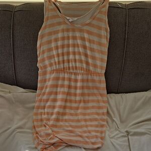 Vintage BCBG Striped Sleeveless Dress in Peach and Cream